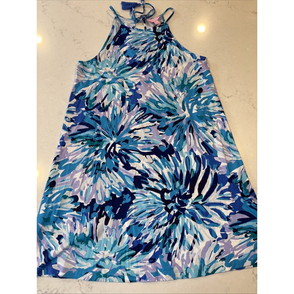 Lilly‎ Pulitzer Womens S Margot Swing Dress Off Tropic Blues Floral Capri Teal